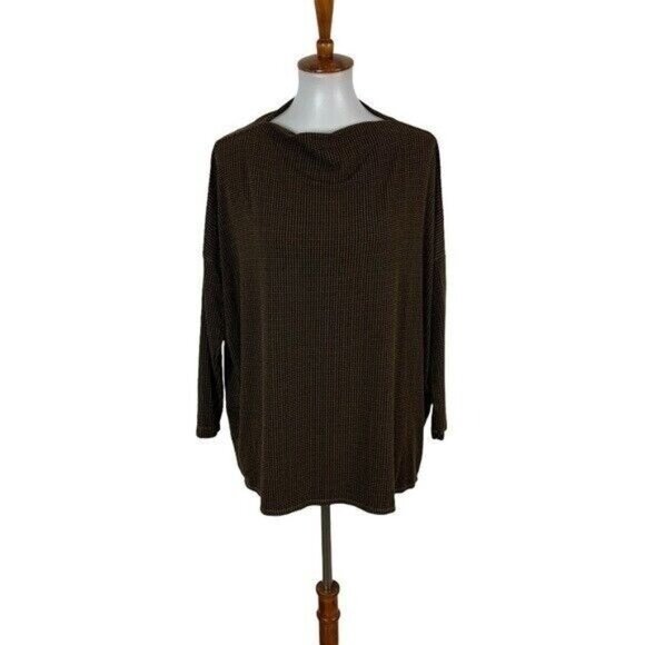 Bryn Walker XXS Brown Houndstooth Draped Cowl Neck Top Minimalist Lagomorph - Picture 1 of 7